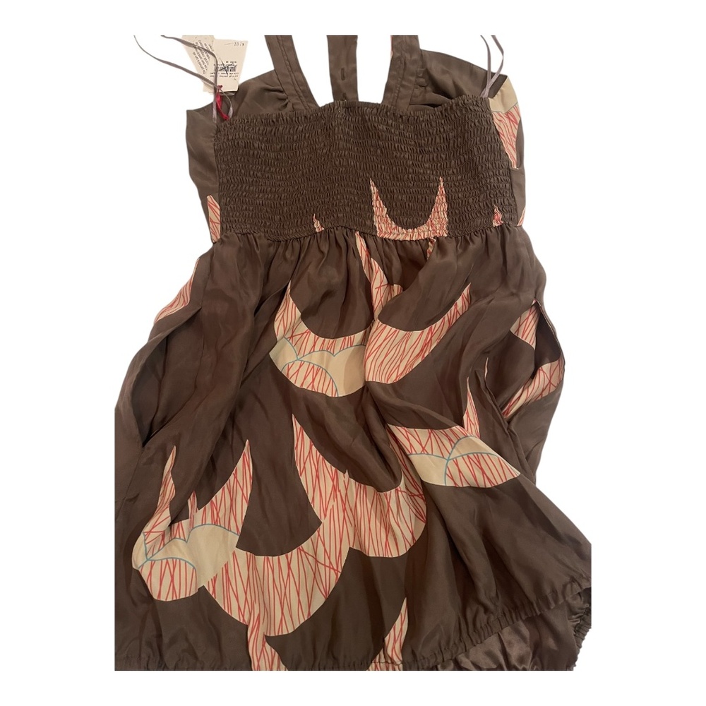 $188 Anthropology Harkham Brown Silk Mini Dress Tunic Medium NWT - Picture 15 of 15